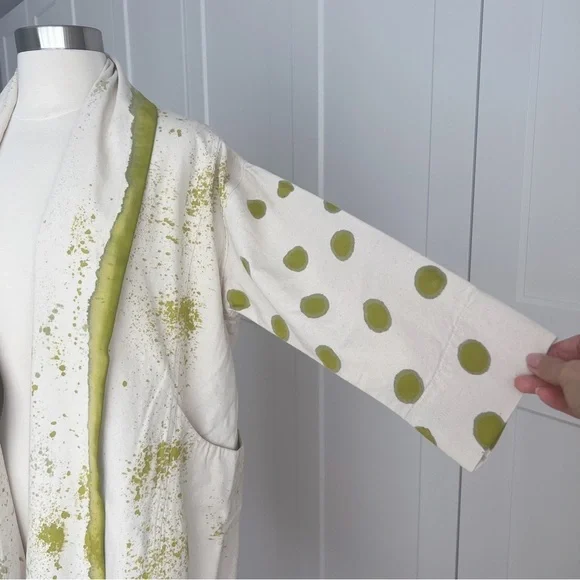 ELIZABETH SUZANN CLYDE JACKET TRENCH HANDPAINTED UPCYCLED COTTON CANVAS XXS/XS - Picture 5 of 14